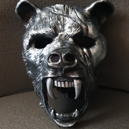 Angry bear mask silver cosplay - silver,